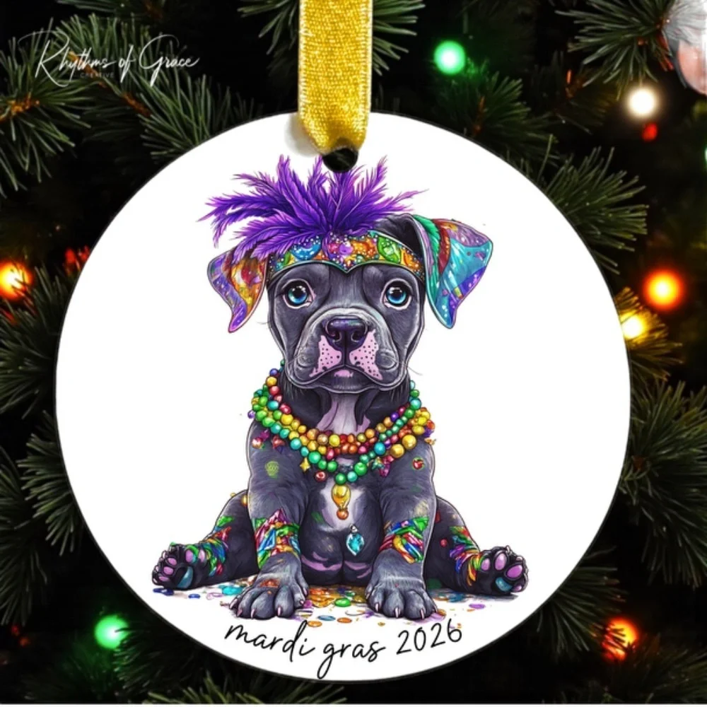 Mardi Gras Great Dane Christmas Ornament – Dog Lover Keepsake, Personalized Gift